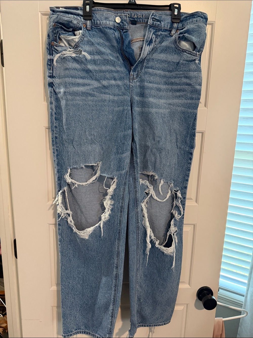 American Eagle Outfitters Distressed Light Blue Ripped Jeans